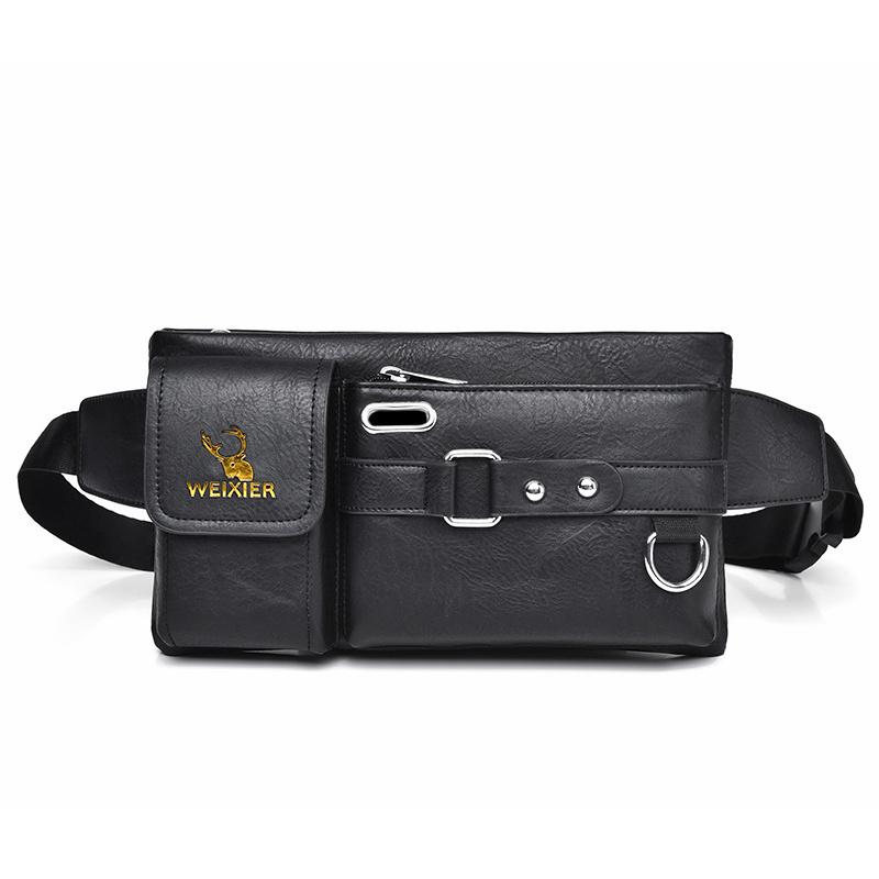 WEIXIER Sac à bandoulière pour hommes, sac diagonal d'extérieur, sac de poitrine pour téléphone portable, sac de hanche multifonctionnel, sac de poitrine en cuir PU