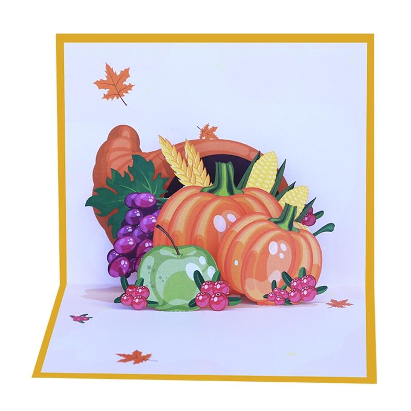3D for Pop Up Thanksgiving Pumpkin Greeting Card Surprise Mysterious for Autumn Children Festival Holiday Gift