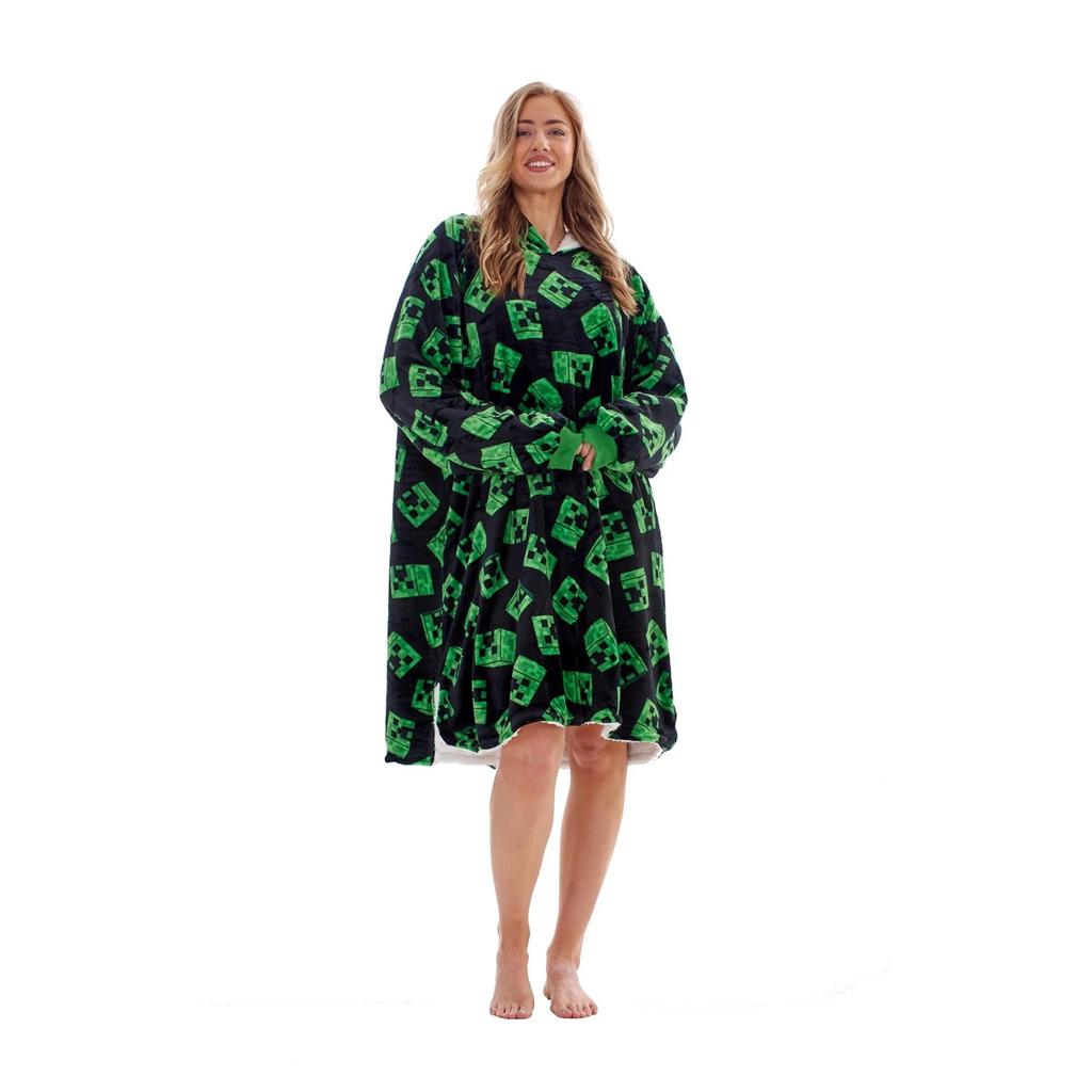 Minecraft Unisex Adult Fleece Sherpa Lined Oversized Blanket Hoodie