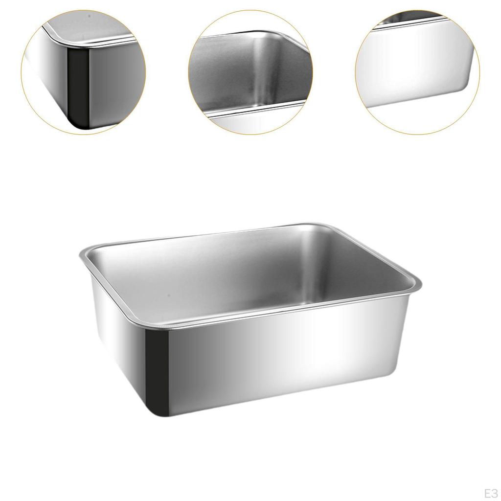 Cat Litter Box Toilet Stainless Steel Open Pan for Small Cats
