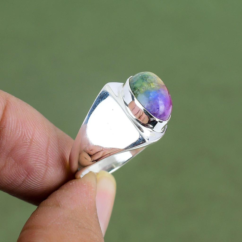 Rainbow Solar Quartz Druzy Ring 925 Sterling Silver Ring Amazing Handmade Ring Elegant Gemstone Jewelry Gift For Love Available In Ring Size