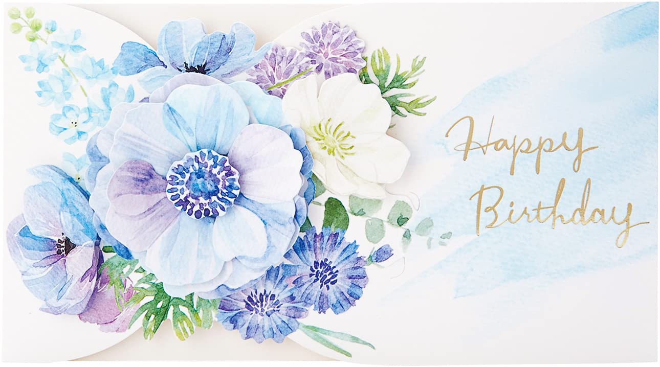 

Открытка на день рождения Sanrio Flower Blue P 1720 Standard Half-3D FA20-1