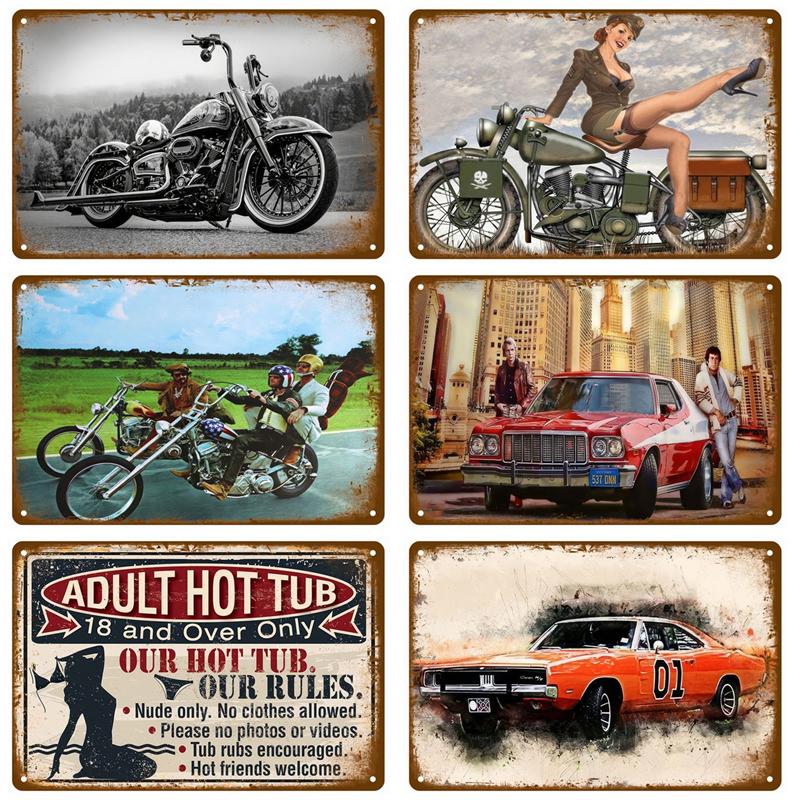 Vintage Pokojová Dekorace Domácí Dekorace Plechové Značky Estetické Pánská Ložnice Kovové Značky Retro Kovová Deska Plakáty Nástěnné Umění Nástěnná Malba