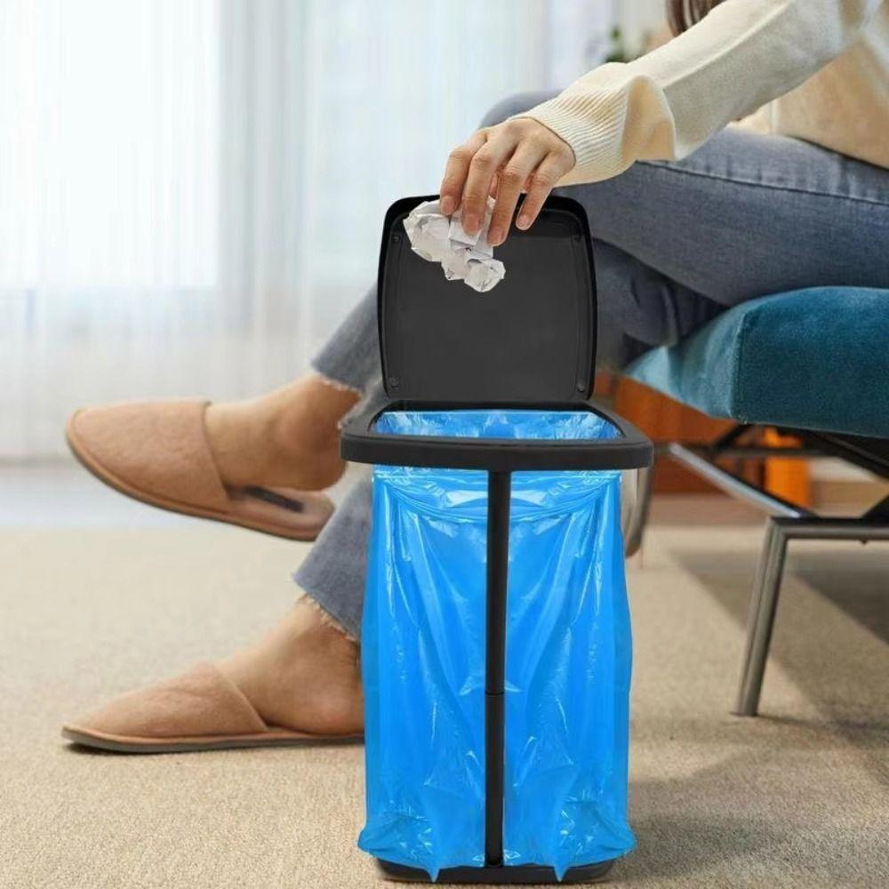 Foldable Trash Bag Holder with Lid Trash Can Holder Multifunctional Rubbish Bin Stand  Kitchen