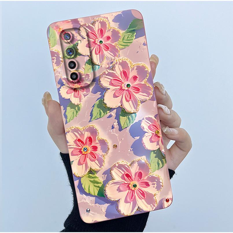For Realme 6 Phone Case Realme 6s Cover Fashion Simplicity Oil Painting Flower Soft Liquid Silicone Shell For Realme 6 Pro Funda