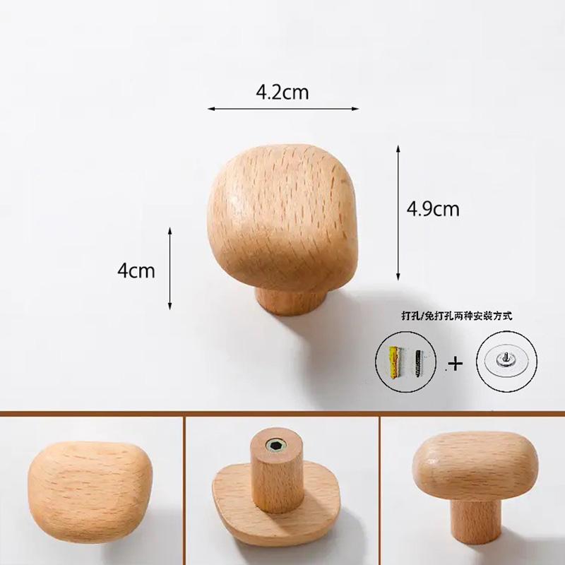 Simple Solid Wood Hook Wall Mounted Coat Hook Natural Wood Decorative Key Holder Hat Scarf Handbag Storage Hanger Bathroom Rack