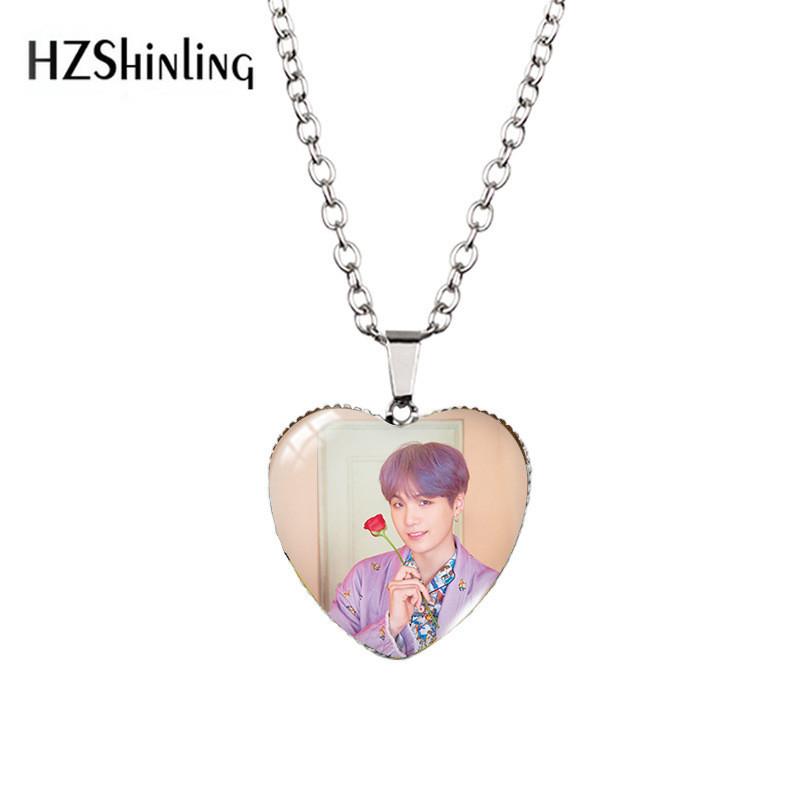 Fashionable Heart Shaped Bts Necklace Pendant With Alloy Metal And Elegant Design