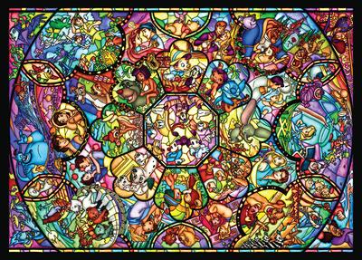 Tenyo In Hologram Jigsaw Puzzle Disney Stained Glass Includes and Service Card (Tenyo) [Made Japan] 500-Piece All-Star (35x49cm) D-500-457, Glue,