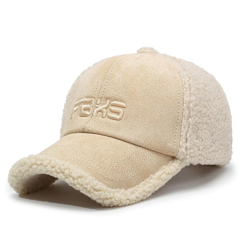 Gorra de Béisbol de Invierno para Hombre Mujer Bordado de Letras Gorra de Lana de Cordero Gorra Cálida