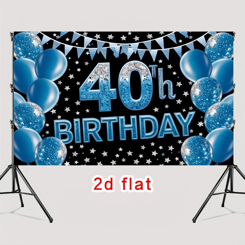 2D Flat Style, [Party Banner] 2D Flat Banner, 1 Shiny Blue 40th Birthday Balloon Star