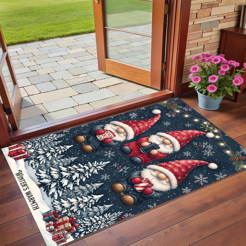Christmas Printed Square Area Rug Soft Non Slip Floor Carpet For Bedroom Holiday Gift