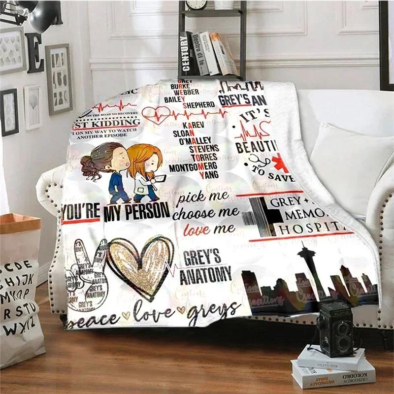 TV Figures G-Grey's Anatomy Throw Blanket Soft Flannel Thin Blankets for Bed Sofa Cover Bedspread Picnic Cooling Gift Home Deco