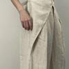 Spring and Autumn Women's Casual Pleated Wide Leg Pants Linen Texture Loose High Waist Trousers