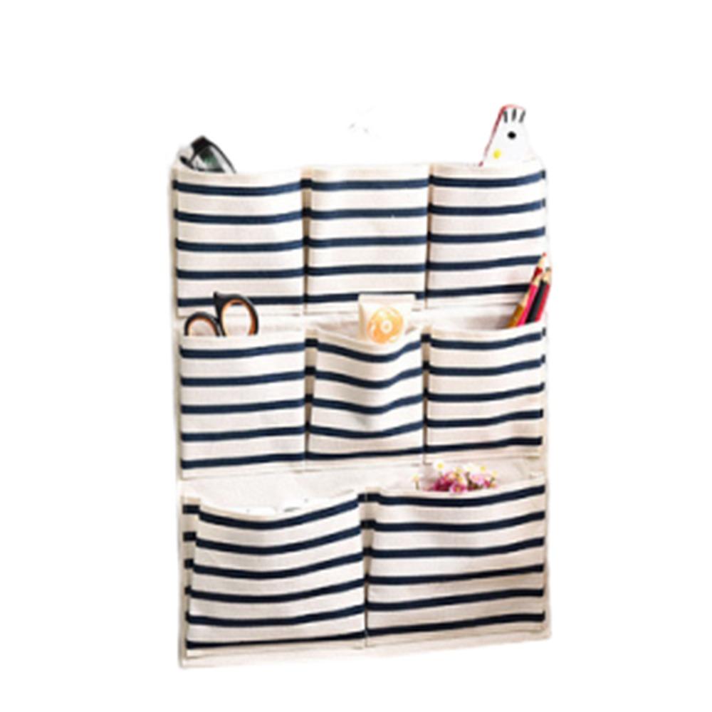 Striped Hanging Storage Bag 6/8 Pockets Multi-Pocket Organizer Dormitory Storage
