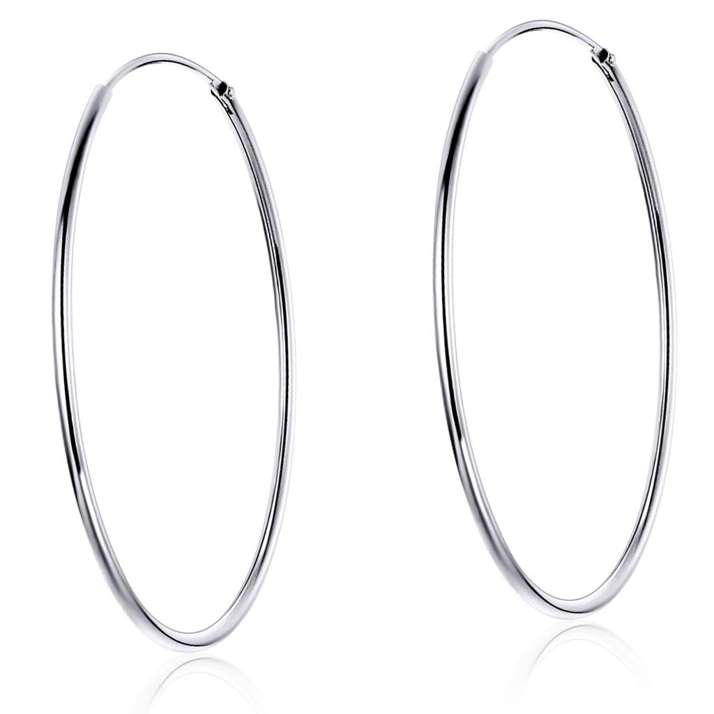 Silver Hoop Earrings 4 Cm, 925 Silver Clasps