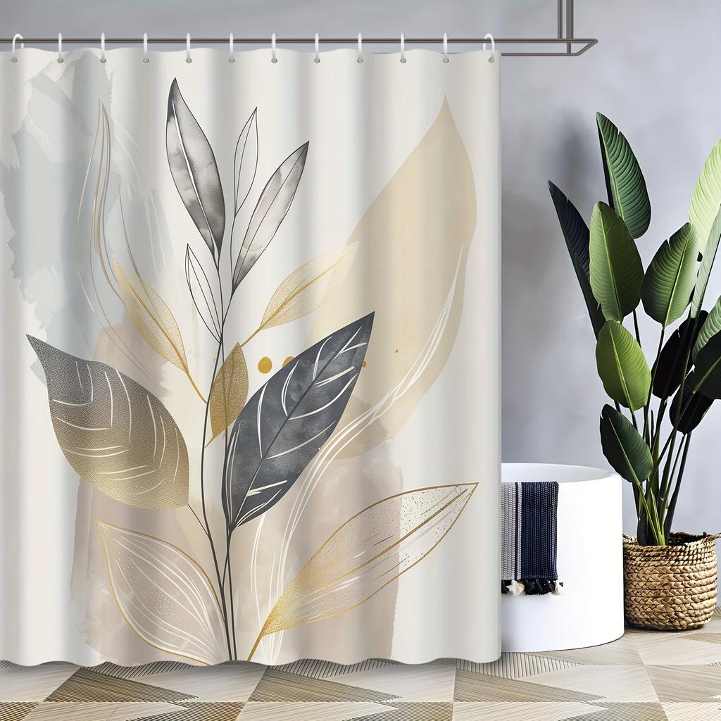 Elegant Gold and Silver Leaf Shower Curtain for a Modern and Luxurious Bathroom Decor