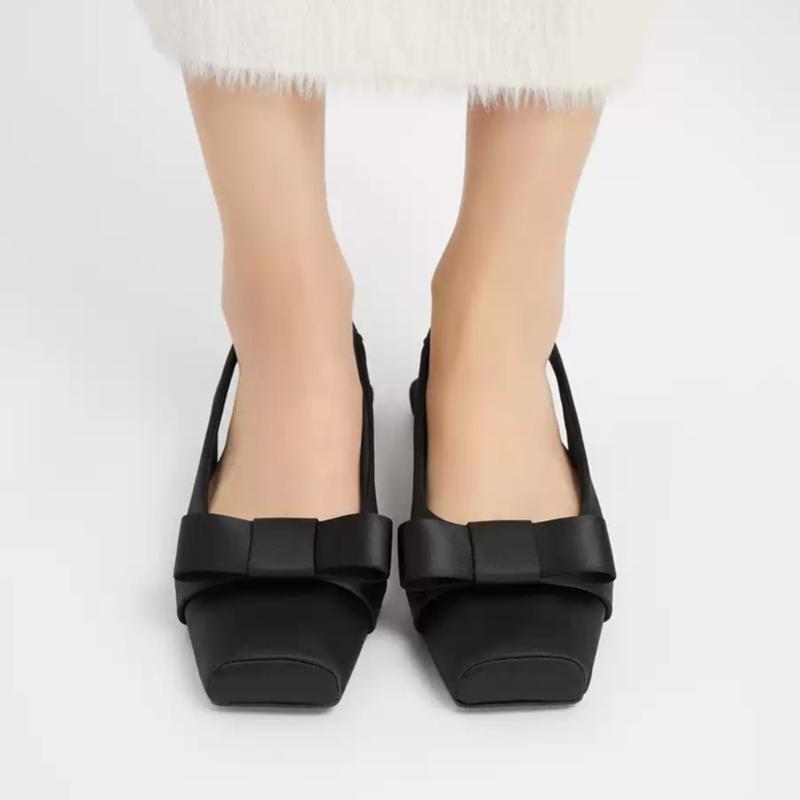 Baleríny Dámské pantofle Mašle Módní Boty se čtvercovou špičkou Letní Dámské sandály Návrhářské 2025 Cestovní Plážové boty Šaty Femme Žabky