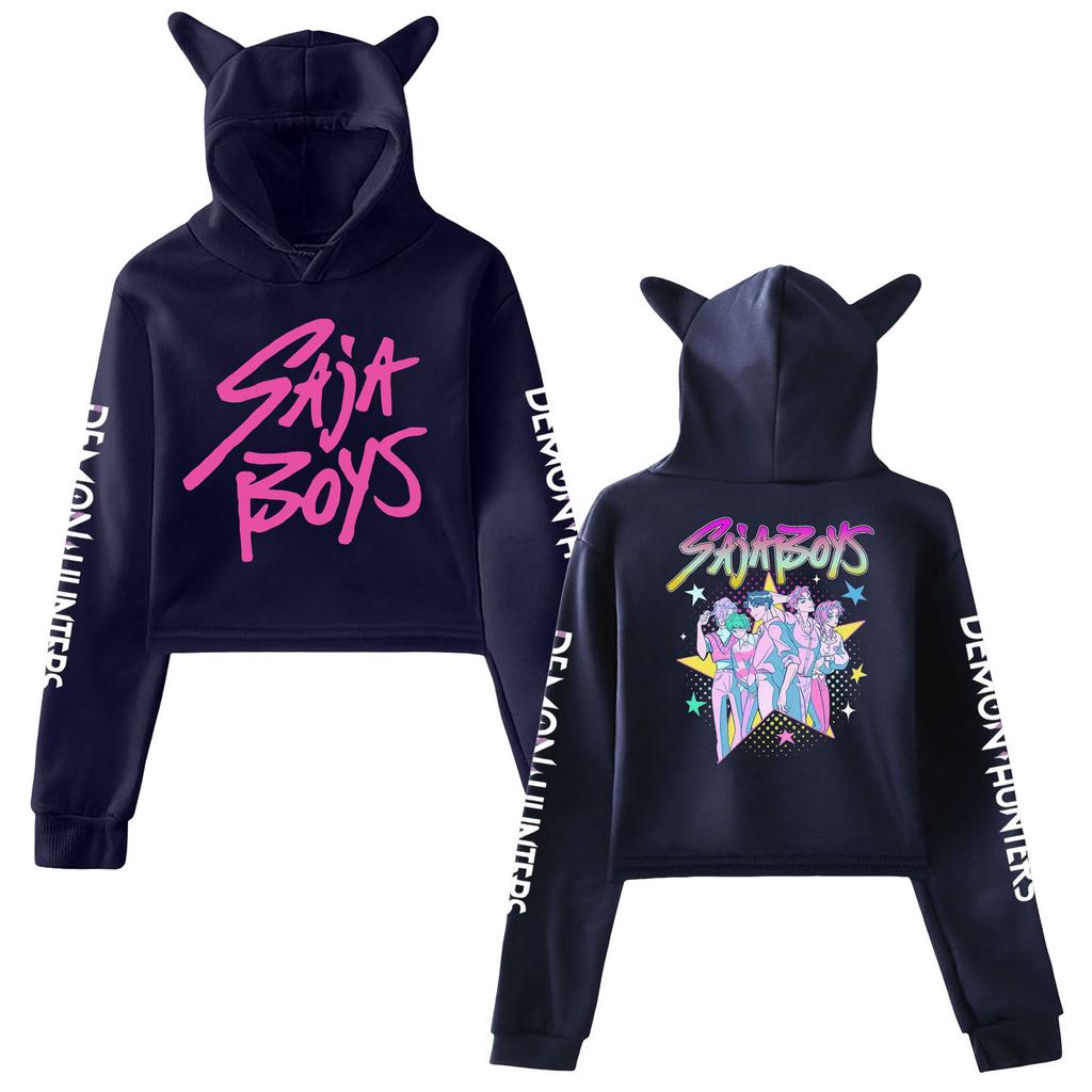 Hot K-pop Anime Kpop Demon Hunter Saja Boys Crop Tops Women Sweatshirt Long Sleeve Girls Fashion Hoodie