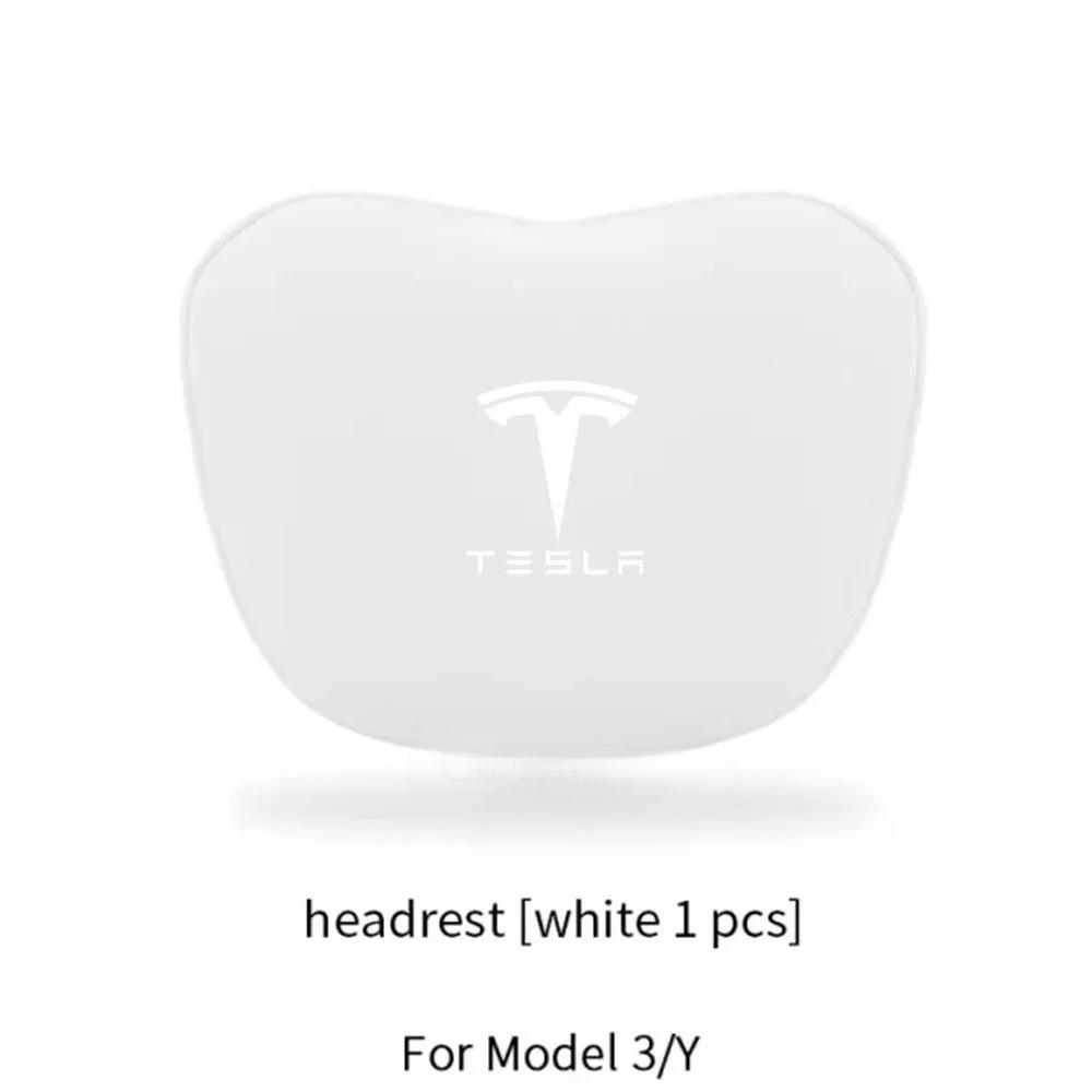 For Tesla Model 3 Y Flocking/Leather Car Seat Neck Pillow Soft Memory Neck Pillow High-Quality Headrest Lumbar Support