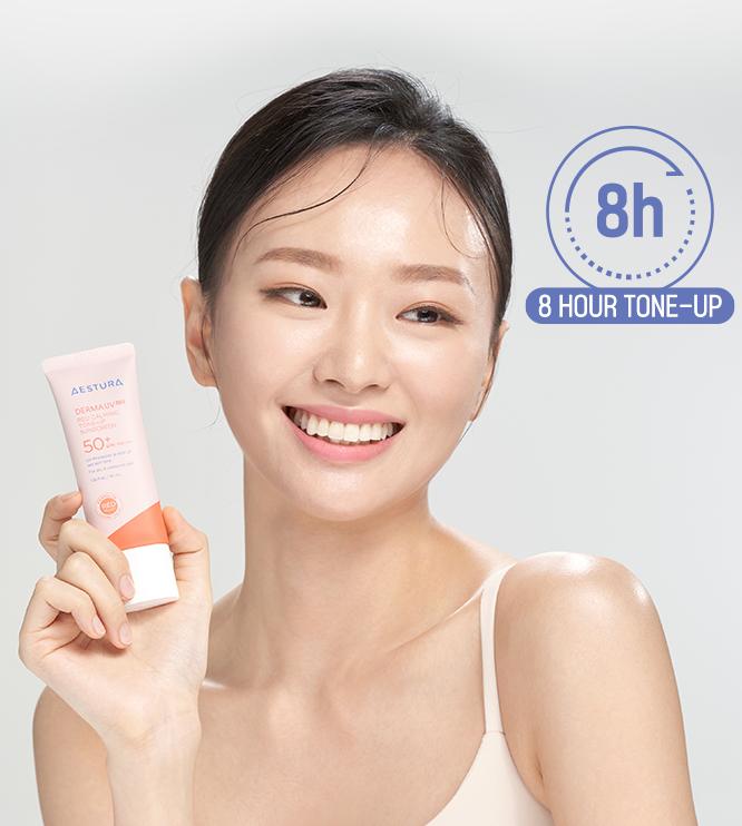 AESTURA DermaUV365 Red Calming Tone-Up Sunscreen 40ml + 20ml | Brightening + Soothing | SPF50+