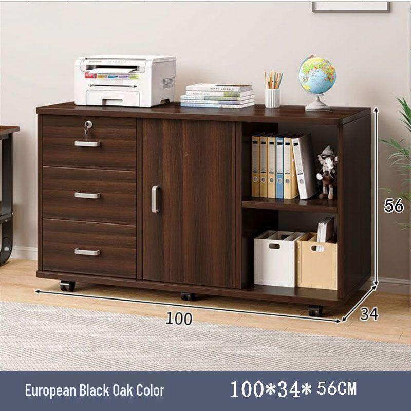 Office Desk with Movable Under-Storage and File Cabinets