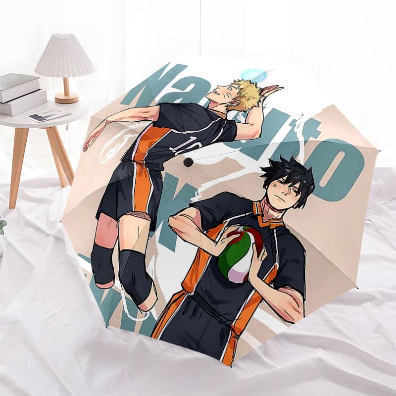 

1pc Haikyuu!! Kageyama Tobio & Tsukishima Kei Automatic Opening Folding Umbrella 8 Bone Iron Frame Outdoor Umbrella, Perfect Gift for Fans, Travelers,