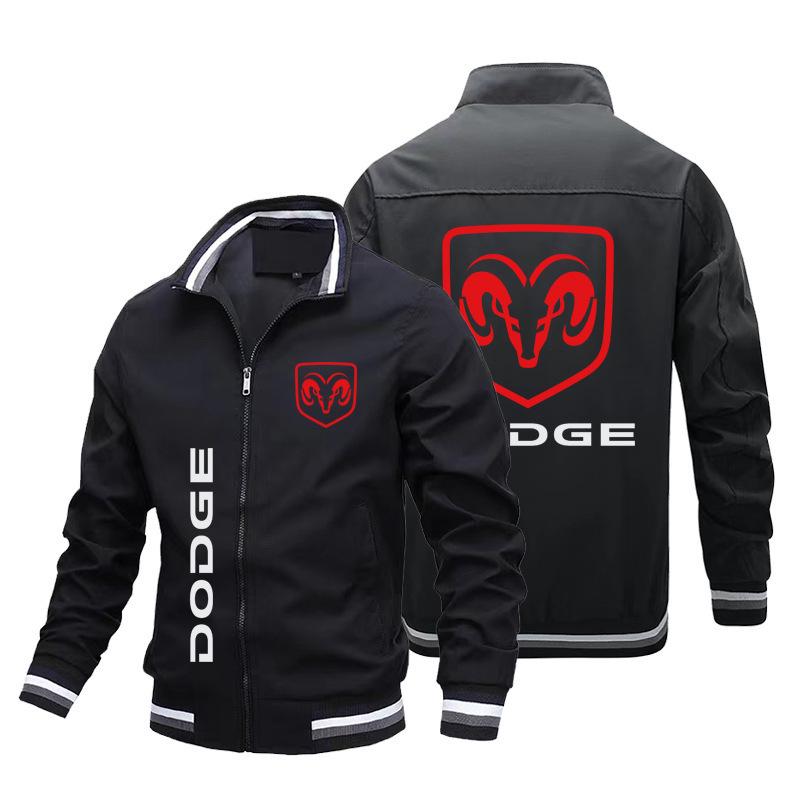 Jaqueta Masculina com Gola Alta e Zíper com Logo de Carro - Estilo Baseball Esportivo Casual para Primavera e Outono