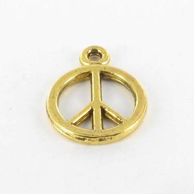 Kovový přívěsek Malé peace and Love Zlatý 10 kusů