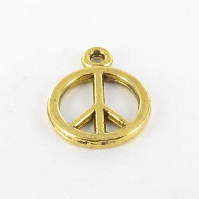 Breloque en métal Petit peace and Love Doré 10 pièces
