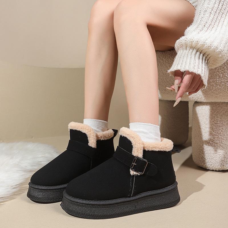 Snow Boots Women's Winter 2025 New Korean Version Fashion Lazy Shoes Round Head Flat Cotton Shoes Women's Shoes Warm Shoes Women