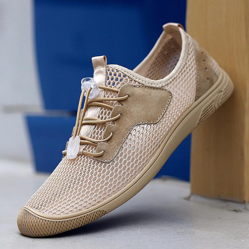 Хит продаж Летние дышащие сетчатые уличные походные туфли Износостойкая подошва Мужская — фото 5