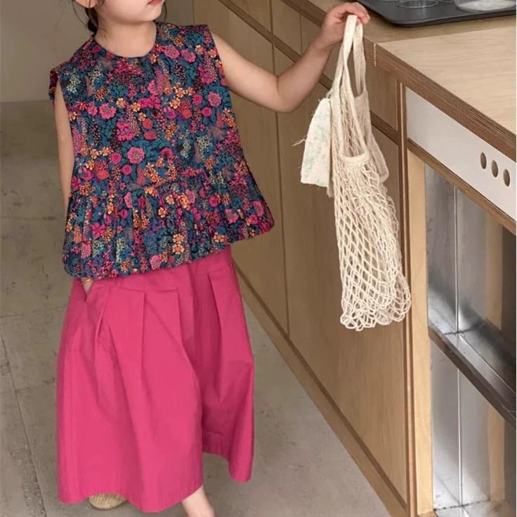 Women's Clothing Fashionable Set, Western-style Children's Summer Outfit, Little Girl's Summer Sleeveless Two-piece Set