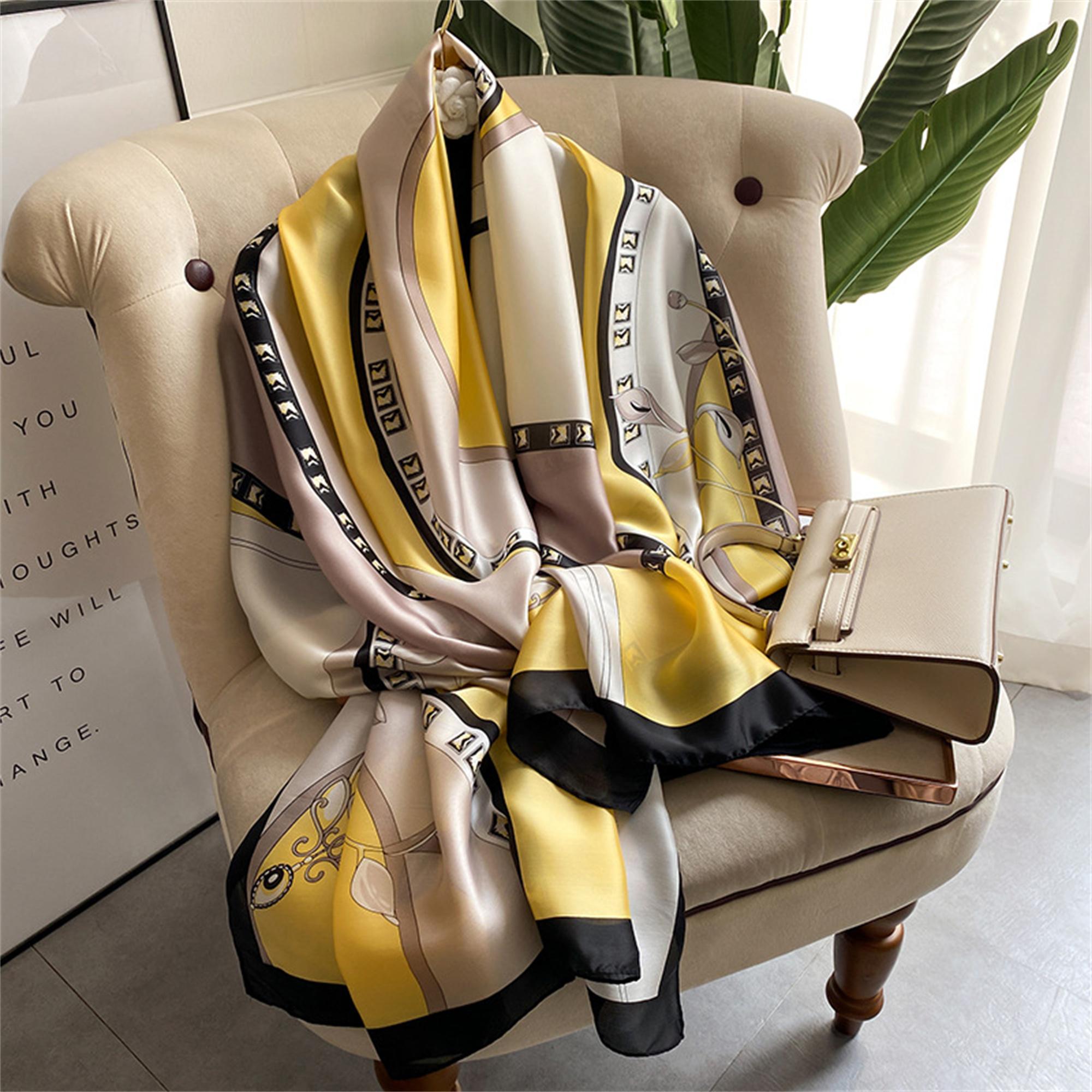 180*90Cm  New Style Autumn Winter Popular Flower Headcloth Women Fashion Silk Print Scarf Ladies Beach Shawl Foulard