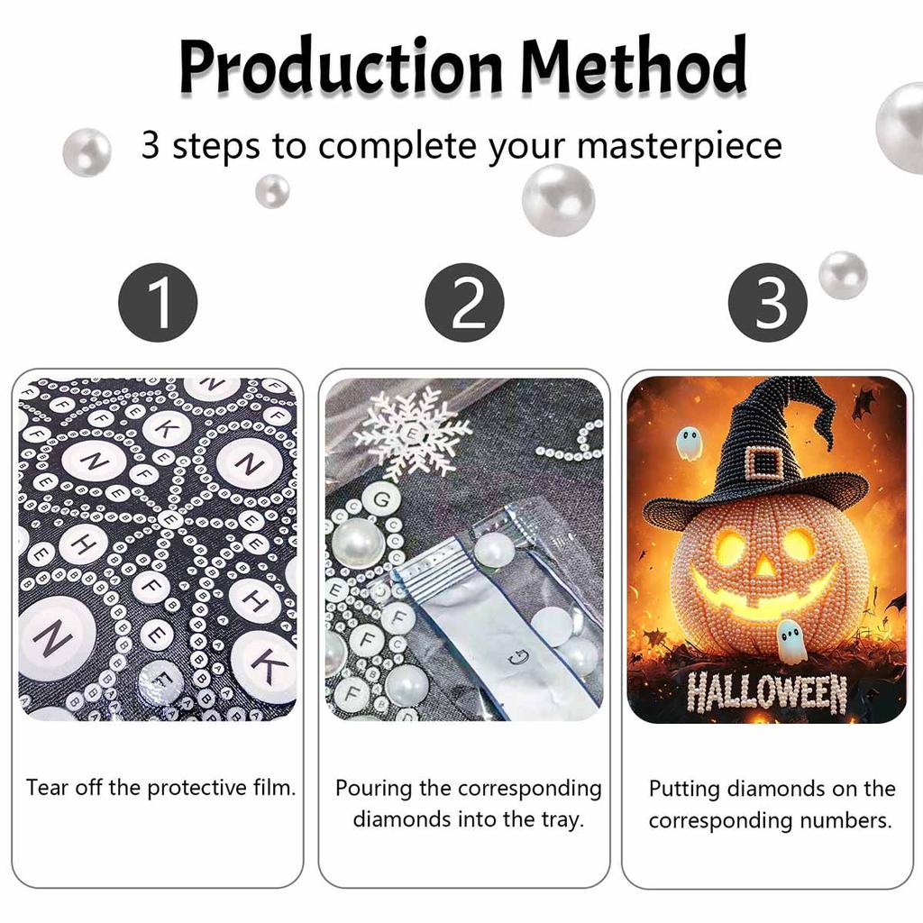 Halloween pearl pumpkin painting handmade diy art bead pearl home decoration painting