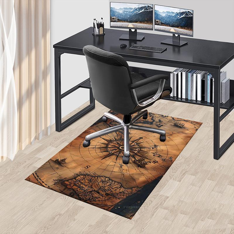 1PC Map Compass Non-Slip Floor Carpet Compatible for Office&Living Room&Bedroom&Dining Room - Flat- Soft & Pattern, Vibrant Colors-W278