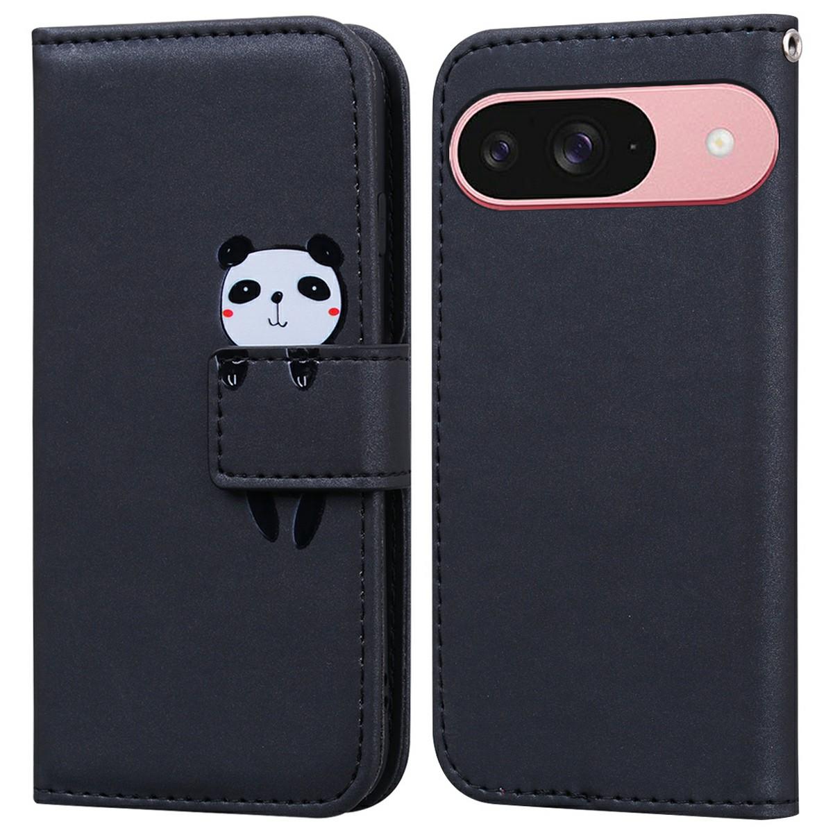 

For Google Pixel 9/9 Pro Case Cartoon Pattern Wallet Leather Phone Cover Black