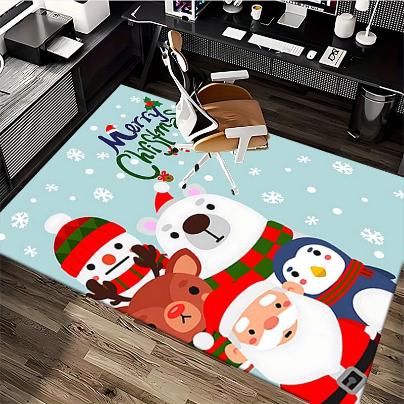 Weihnachten Anime Cartoon Design Stuhlmatte Rutschfester Teppich für Büro, Heimdekoration, Wohnzimmer, Schlafzimmer, Spielzimmer und Studentenwohnheim.R044