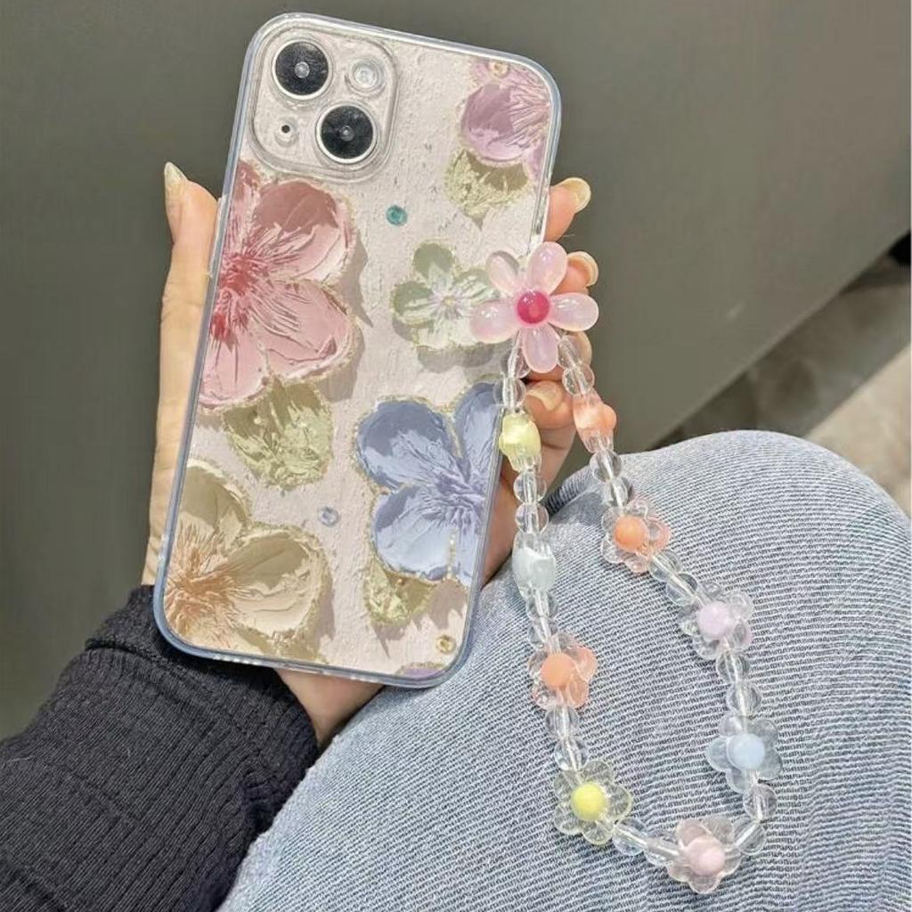 Flower Foreign Trade Applicable Iphone17pro Mobile Phone Case Apple 15 Anti-drop 14 Bracelet 13promax New 16x