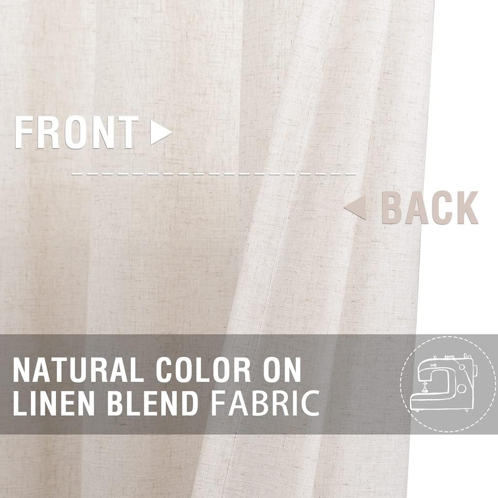 Beige Linen Kitchen Curtains 36 Inch Tier Curtains Farmhouse Cafe Light Filtering Small Window Drapes Flax Country Rustic Rod Pocket