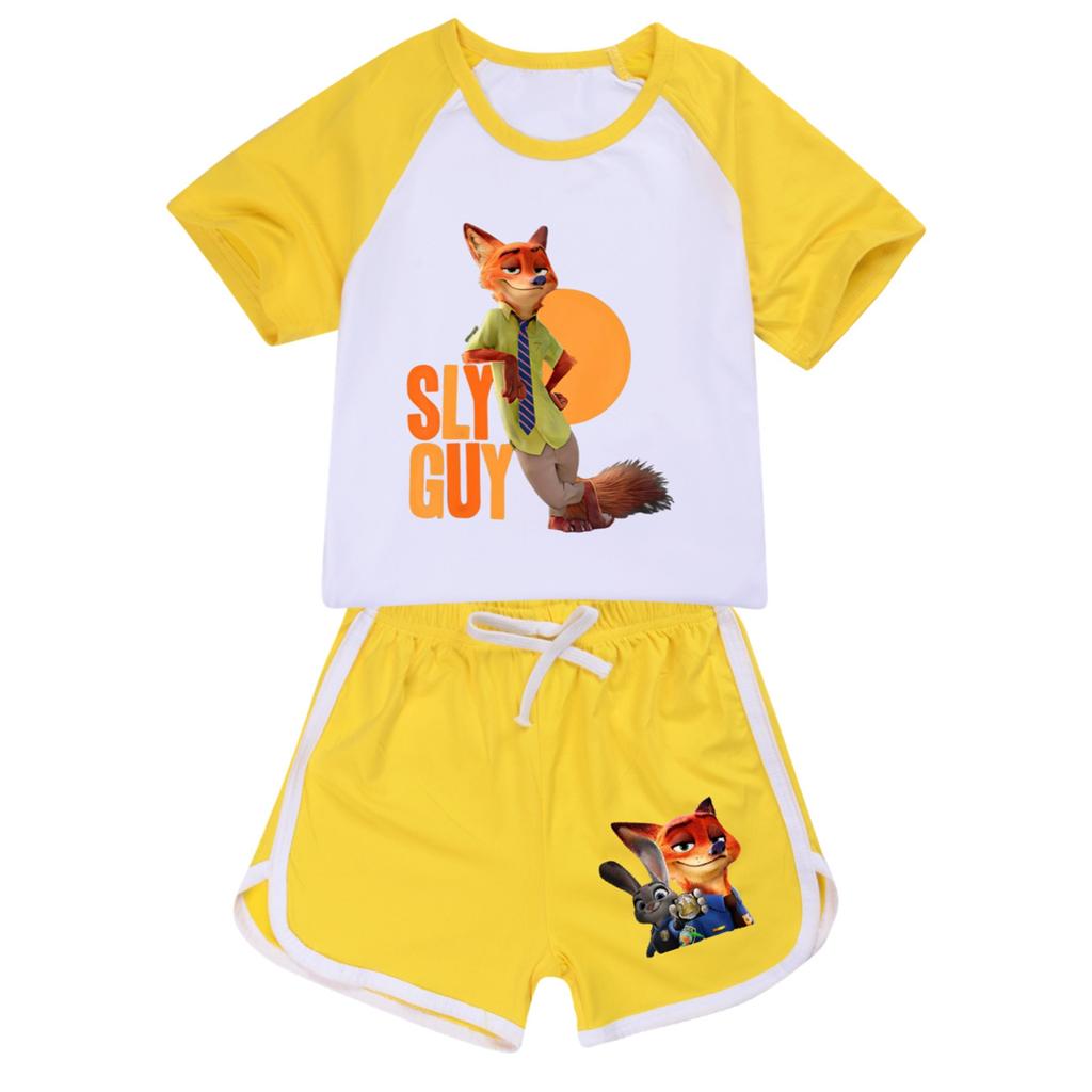 Kids Summer Sport T-Shirt And Shorts 2 Piece Outfit Tracksuit Set Short Sleeve Print Crop Tops With Clothing Set
