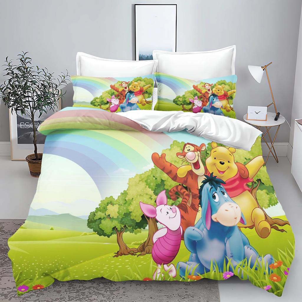 Winnie The Pooh Bedroom Bedding Set Duvet Cover Christmas Gifts Comforte Cartoon With Pillowcase Children's Suitable and Adults