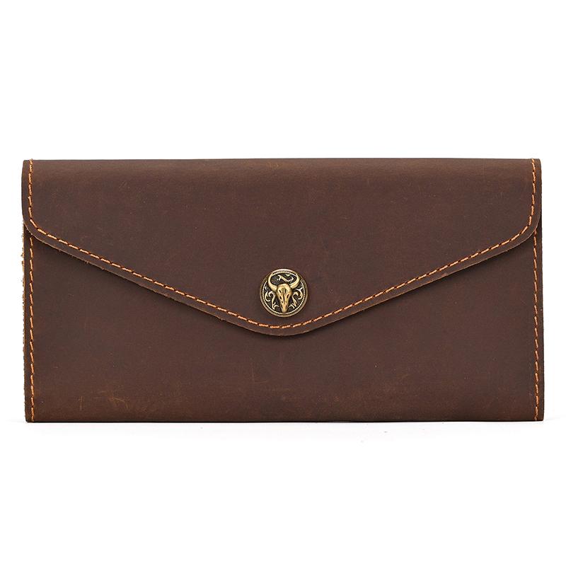 Vintage Genuine Leather Clip Purse For Men Women Leather Phone Pouch Wallet Simple Style Retro Female Male Slim Purse Wallets