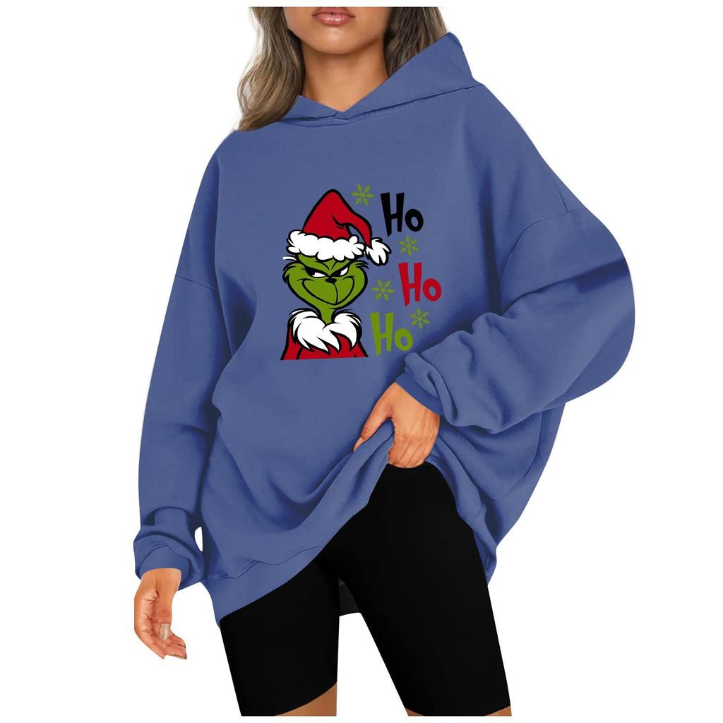 Women's Fashion Casual Hooded Sweatshirts Long Sleeve Christmas Printed Sweatshirts Top