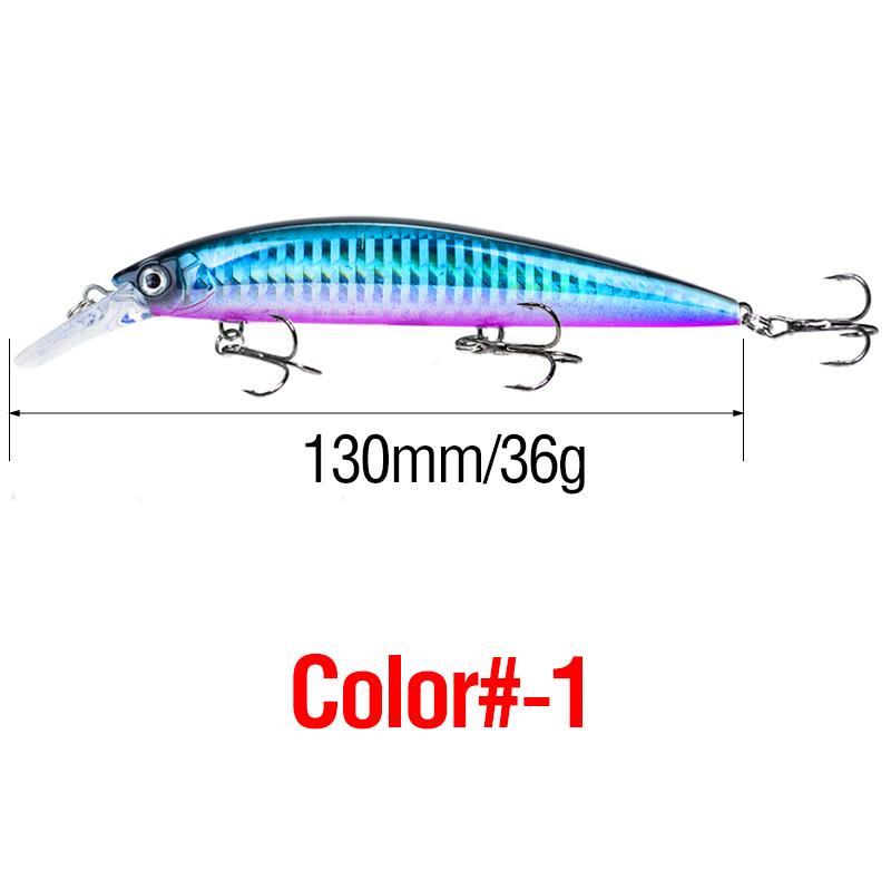 1Pc 130Mm/36G Simulation Minnow Fishing Lure Laser Engraving Long Casting Hard Lure With 3 Treble Hooks Wobble Fishing Tackles