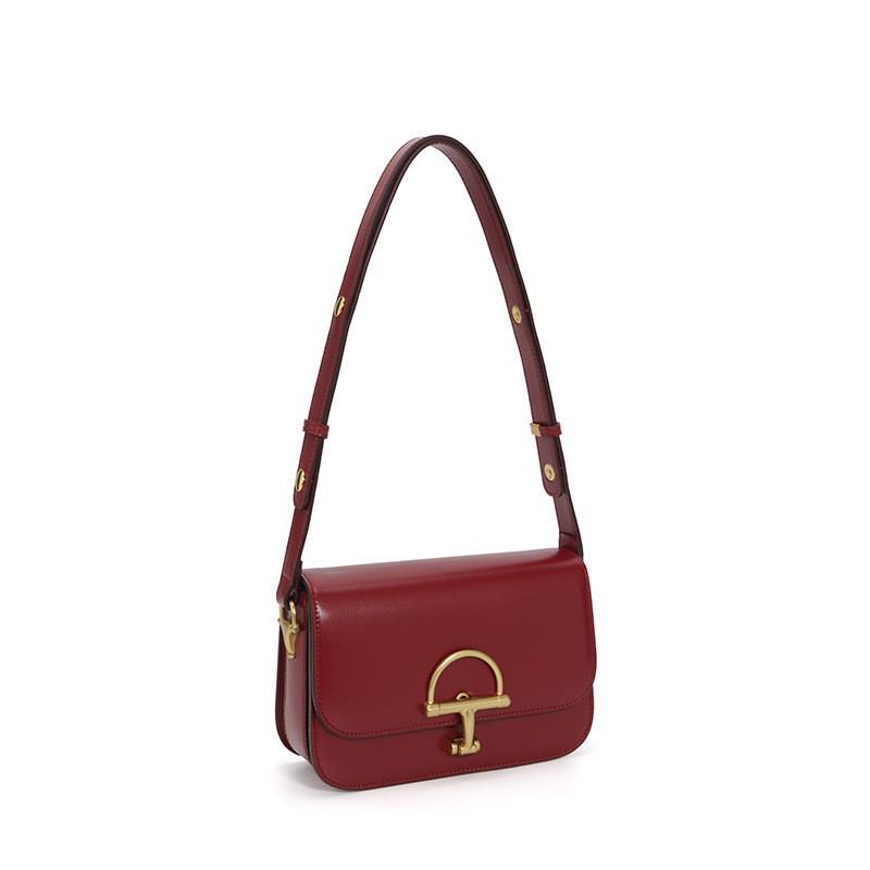 Vintage Brown Horseshoe Buckle Crossbody Bag Women 2026 Minimalist Office Shoulder Small Square Leather Handbag