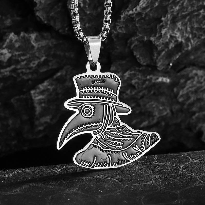 European and American Gothic Plague Doctor Autumn and Winter Sweatshirt Stainless Steel Necklace Personalized Hip Hop