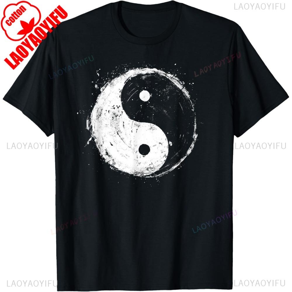 Yin Yang Graphic Printed Man TShirt Equilibrium Chinese Martial Arts Fashion Short Sleeve Cotton Tshirt Casual Loose Tees