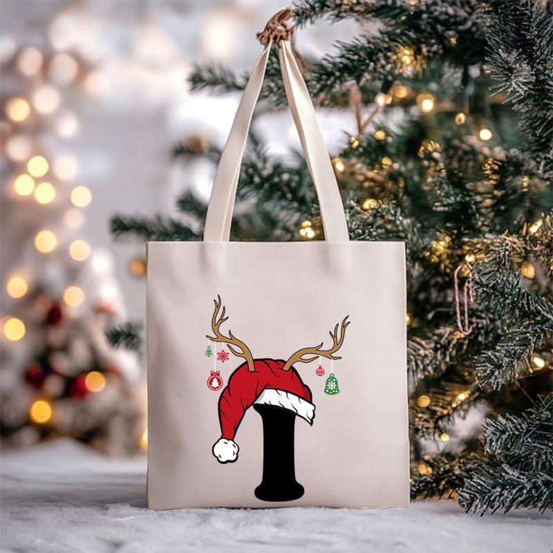 Christmas Letter Print Messenger Bag Student Casual Canvas Bag New
