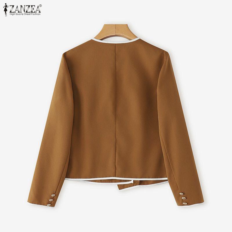 ZANZEA Women Casual Round Neck Loose Long Sleeve Blosue