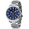 Mens Chronograph Watch Waterproof Quartz Wristwatch Steel Band Casual Business Male Clock Night Glow Display